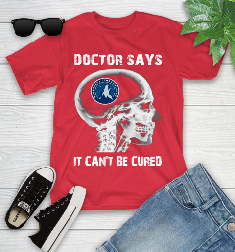 NBA Minnesota Timberwolves Basketball Skull It Can't Be Cured Shirt Youth T-Shirt 11