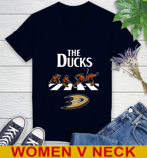 NHL Hockey Anaheim Ducks The Beatles Rock Band Shirt Women's V-Neck T-Shirt 2