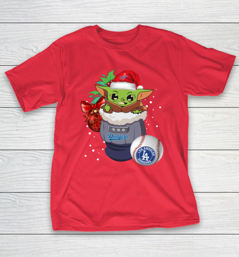 Los Angeles Dodgers Christmas Baby Yoda Star Wars Funny Happy MLB T-Shirt 10