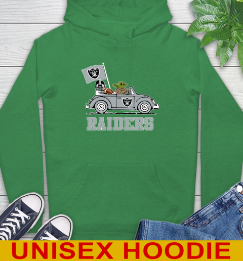 NFL Football Oakland Raiders Darth Vader Baby Yoda Driving Star Wars Shirt Hoodie 8