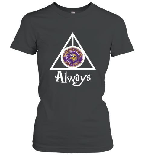 Always Love The Minnesota Vikings x Harry Potter Mashup NFL ruut always love the minnesota vikings x harry potter m ladies t shirt 20 front black