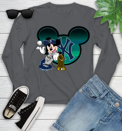 MLB New York Yankees The Commissioner's Trophy Mickey Mouse Disney Youth Long Sleeve 8