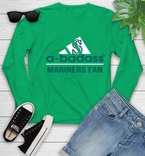 MLB A Badass Seattle Mariners Fan Adidas Baseball Sports Youth Long Sleeve - Image 8