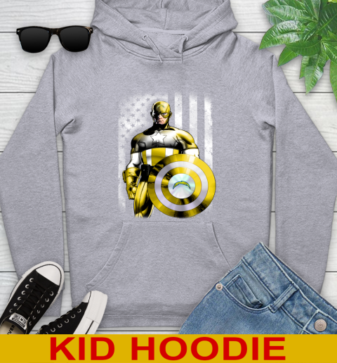Los Angeles Chargers NFL Football Captain America Marvel Avengers American Flag Shirt Youth Hoodie 6