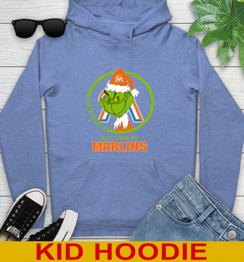 Miami Marlins MLB Christmas Grinch I Hate People But I Love My Favorite Baseball Team Youth Hoodie 12