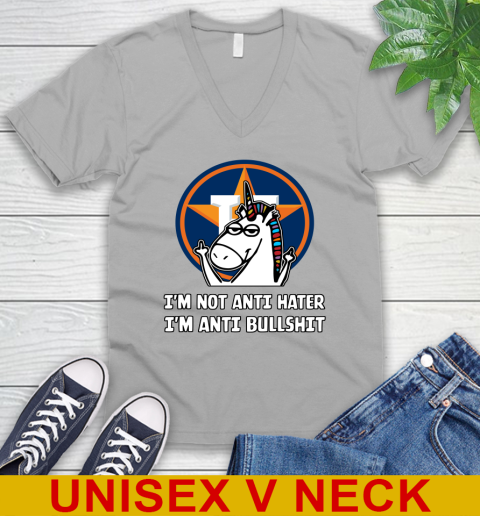 Houston Astros MLB Baseball Unicorn I'm Not Anti Hater I'm Anti Bullshit V-Neck T-Shirt 4