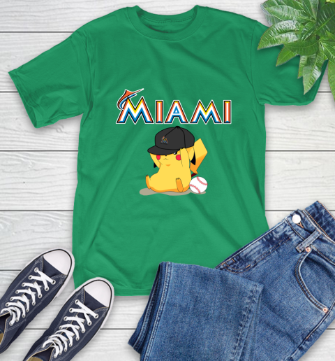MLB Pikachu Baseball Sports Miami Marlins T-Shirt 7