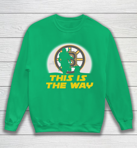 Boston Bruins NHL Ice Hockey Star Wars Yoda And Mandalorian This Is The Way Sweatshirt 5