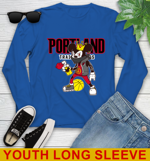 Portland Trail Blazers NBA Basketball Mickey Peace Sign Sports Youth Long Sleeve 10