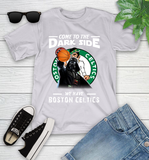 NBA Come To The Dark Side We Have Boston Celtics Star Wars Darth Vader Basketball Youth T-Shirt 4