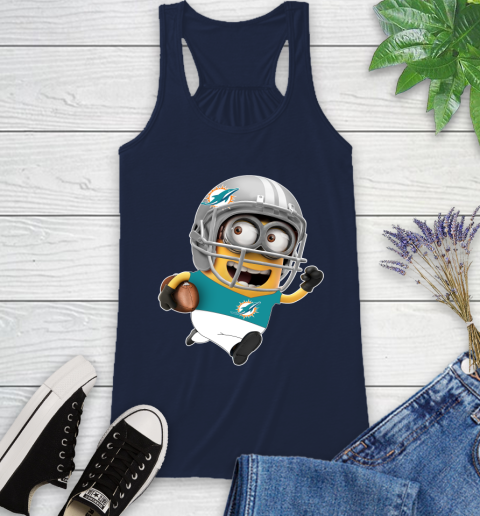 NFL Miami Dolphins Minions Disney Football Sports Racerback Tank 12