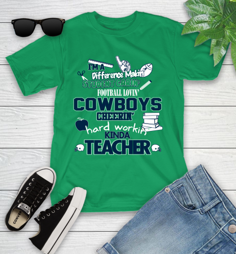 Dallas Cowboys NFL I'm A Difference Making Student Caring Football Loving Kinda Teacher Youth T-Shirt 8