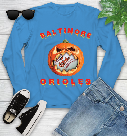 MLB Baltimore Orioles Halloween Pumpkin Baseball Sports Youth Long Sleeve 7