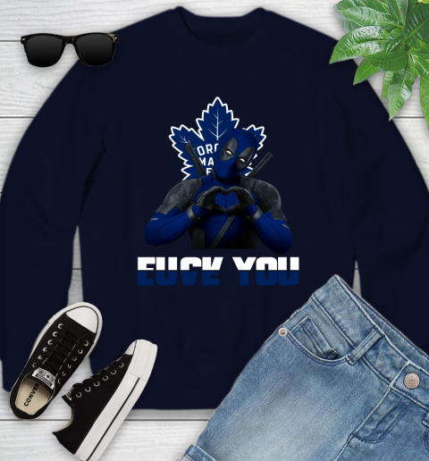 NHL Toronto Maple Leafs Deadpool Love You Fuck You Hockey Sports Youth Sweatshirt 2