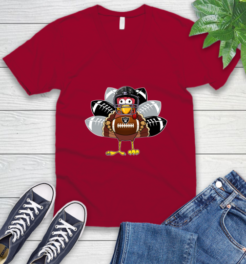 Oakland Raiders Turkey Thanksgiving Day V-Neck T-Shirt 8