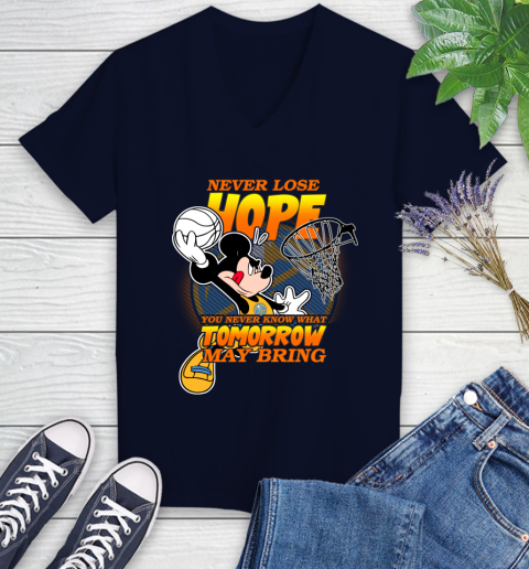 Denver Nuggets NBA Basketball Mickey Disney Never Lose Hope Women's V-Neck T-Shirt 2