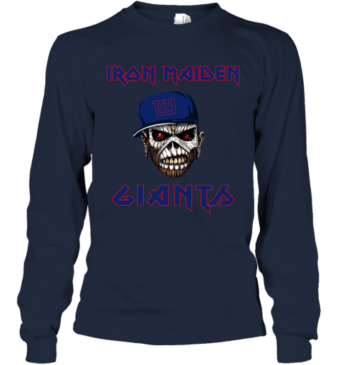 NFL New York Giants Iron Maiden Rock Band Music Football Sports toD4z7oEZ1D long sleeve tee 14 95 151514 front navy
