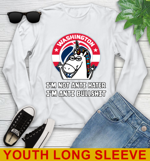 Washington Wizards NBA Basketball Unicorn I'm Not Anti Hater I'm Anti Bullshit Youth Long Sleeve