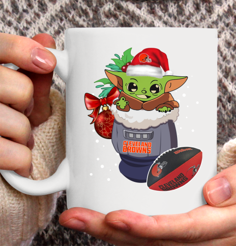 Cleveland Browns Christmas Baby Yoda Star Wars Funny Happy NFL Ceramic Mug 11oz 2