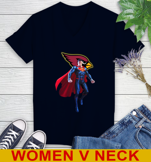NFL Superman DC Sports Football Arizona Cardinals Women's V-Neck T-Shirt 3