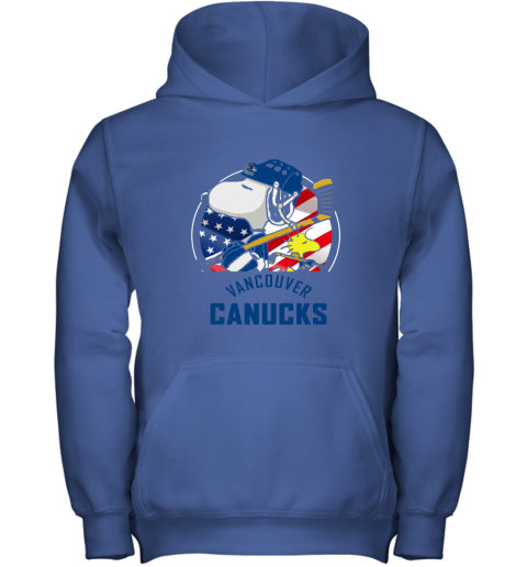 Vancouver Canucks Ice Hockey Snoopy And Woodstock NHL Youth Hoodie