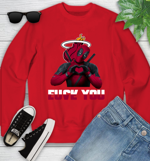 NBA Miami Heat Deadpool Love You Fuck You Basketball Sports Youth Sweatshirt 8