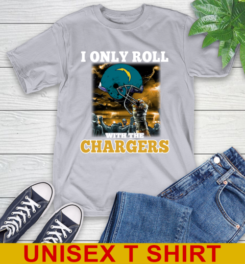 Los Angeles Chargers NFL Football I Only Roll With My Team Sports T-Shirt - Image 6