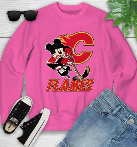 NHL Calgary Flames Mickey Mouse Disney Hockey T Shirt Youth Sweatshirt 7