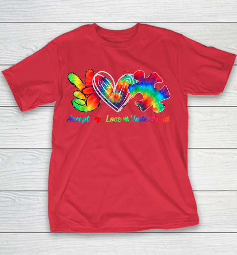 Autism Awareness Accept Understand Love Autism Mom Tie Dye Fitted Youth T-Shirt 7