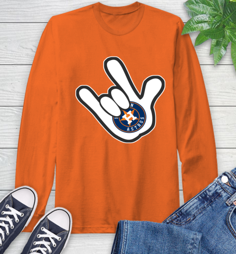 Houston Astros MLB Baseball Mickey Rock Hand Disney Long Sleeve T-Shirt 5