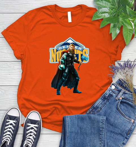 NBA Thor Avengers Endgame Basketball Denver Nuggets Women's T-Shirt 4