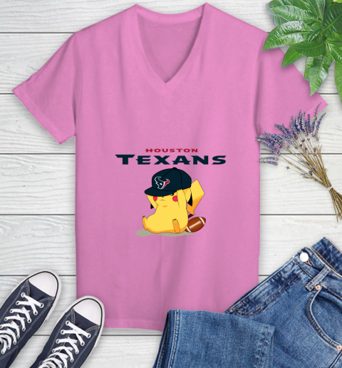 NFL Pikachu Football Sports Houston Texans Women's V-Neck T-Shirt - Image 15