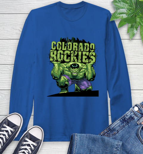 Colorado Rockies MLB Baseball Incredible Hulk Marvel Avengers Sports Long Sleeve T-Shirt 9