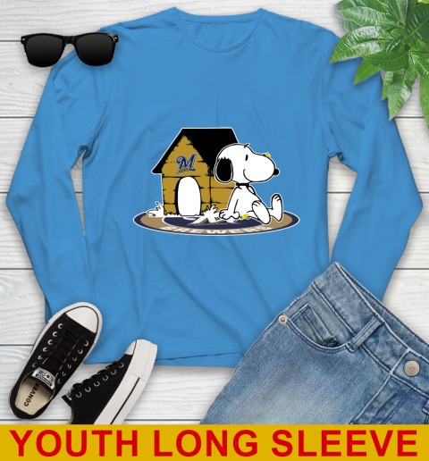 MLB Baseball Milwaukee Brewers Snoopy The Peanuts Movie Shirt Youth Long Sleeve 8
