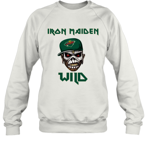 NHL Minnesota Wild Iron Maiden Rock Band Music Hockey Sports SqO3VBLYyF1 sweatshirt 35 95 151514 front white