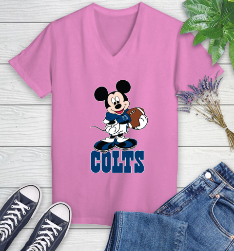 NFL Football Indianapolis Colts Cheerful Mickey Mouse Shirt Women's V-Neck T-Shirt 12