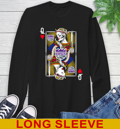NBA Basketball Sacramento Kings The Queen Of Hearts Card Shirt Long Sleeve T-Shirt