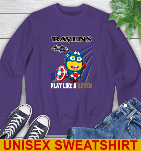 NFL Football Baltimore Ravens Captain America Marvel Avengers Minion Shirt Sweatshirt 4