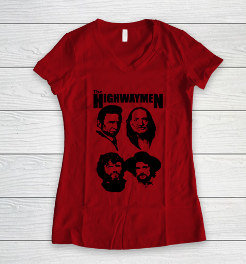 Willie Nelson Johnny Cash Outlaw Country Super Group The Highwaymen Women's V-Neck T-Shirt 6