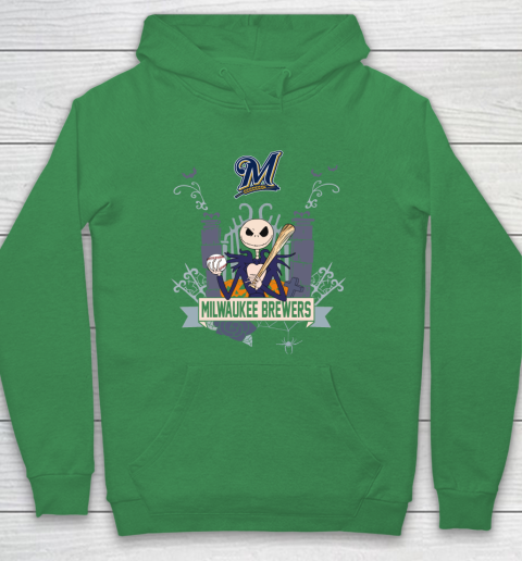 MLB Milwaukee Brewers Baseball Jack Skellington Halloween Hoodie 5