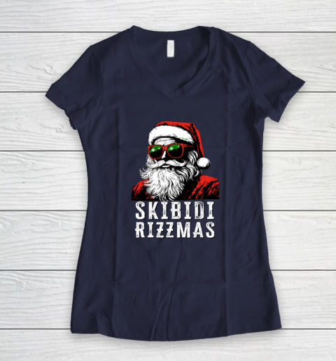 Skibidi Rizzmas Christmas Rizz Santa Claus Charisma Women's V-Neck T-Shirt 7