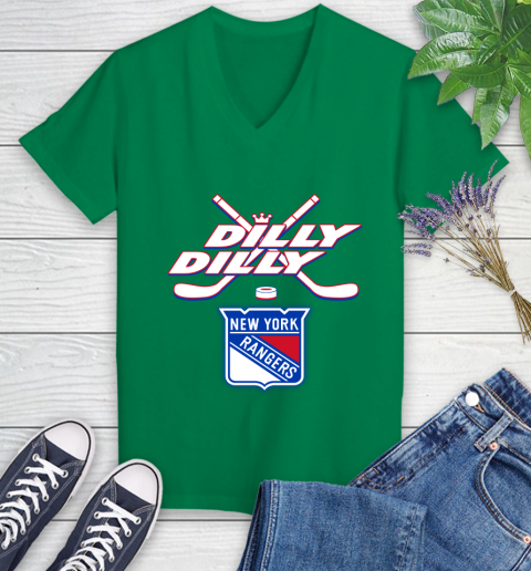 NHL New York Rangers Dilly Dilly Hockey Sports Women's V-Neck T-Shirt 5