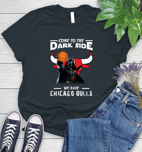 NBA Come To The Dark Side We Have Chicago Bulls Star Wars Darth Vader Basketball Women's T-Shirt 8