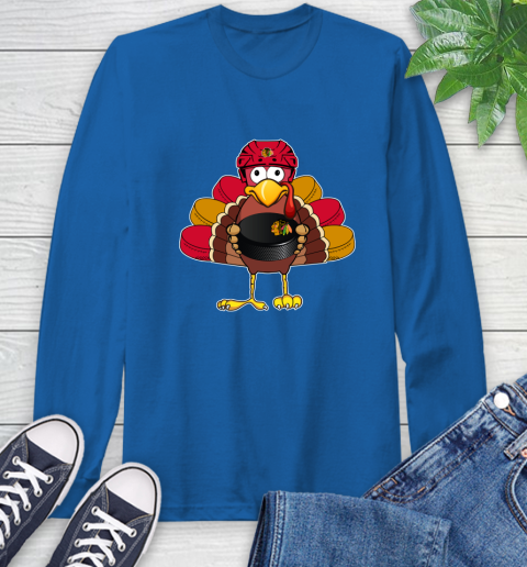 Chicago Blackhawks Turkey Thanksgiving Day Long Sleeve T-Shirt 9