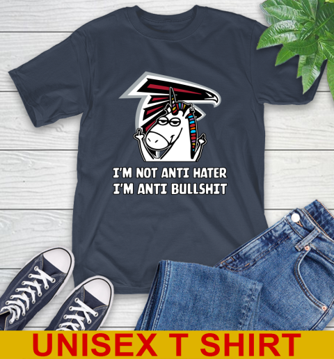 Atlanta Falcons NFL Football Unicorn I'm Not Anti Hater I'm Anti Bullshit T-Shirt 4