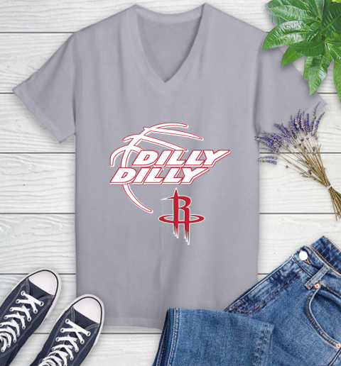 NBA Houston Rockets Dilly Dilly Basketball Sports Women's V-Neck T-Shirt 4