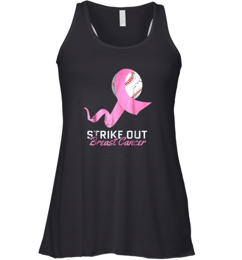 Strike Out Breast Cancer Shirt Pink Ribbon Racerback Tank