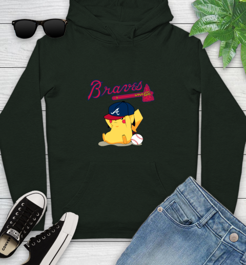 MLB Pikachu Baseball Sports Atlanta Braves Youth Hoodie 13