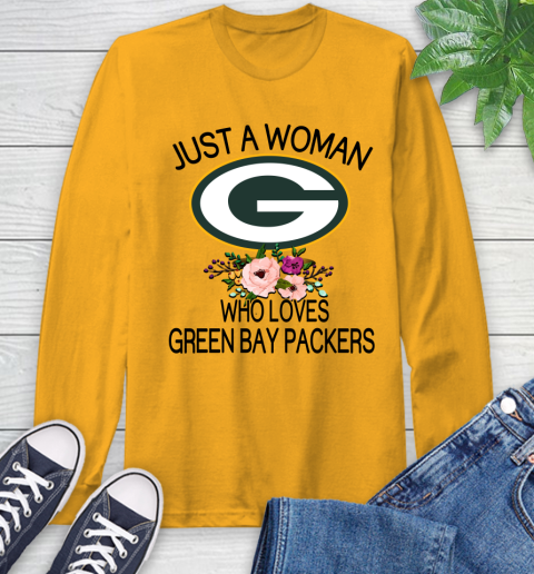 NFL Just A Woman Who Loves Green Bay Packers Football Sports Long Sleeve T-Shirt 2
