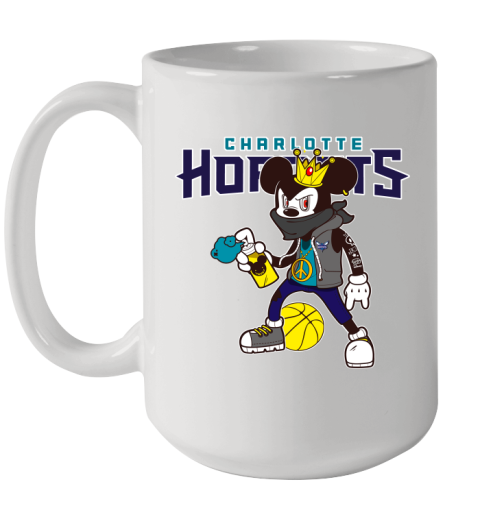 Charlotte Hornets NBA Basketball Mickey Peace Sign Sports Ceramic Mug 15oz